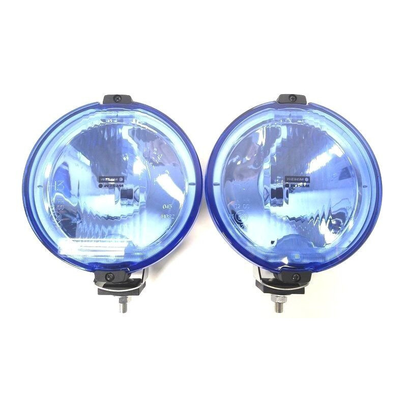 2x Blau rund Fernscheinwerfer ⌀183 m. 12V LED Ring Positionslicht mit Glühbirnen