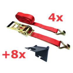 4x Spanngurt Zurrgurt 10m 5t 2500 daN 5000 daN GS TÜV und 8x Kantenschutz im Set