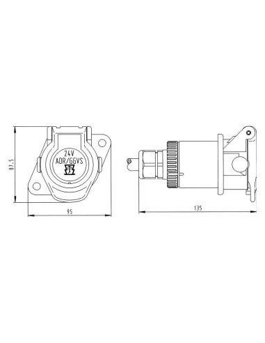 ADR 15P/24V Steckdose LKW Anhänger Schraube Original Erich Jaeger  ISO 12098