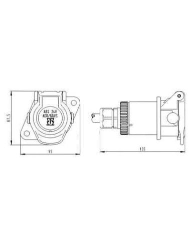 ADR/ABS/EBS 7P/24V Steckdose LKW Schraube Original Erich Jaeger ISO 7638-1