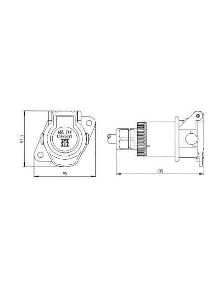 ADR/ABS/EBS 7P/24V Steckdose LKW Schraube Original Erich Jaeger ISO 7638-1
