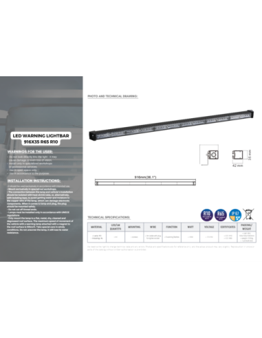 LED Warnstrahl Warnleuchte 916x35 R65 R10