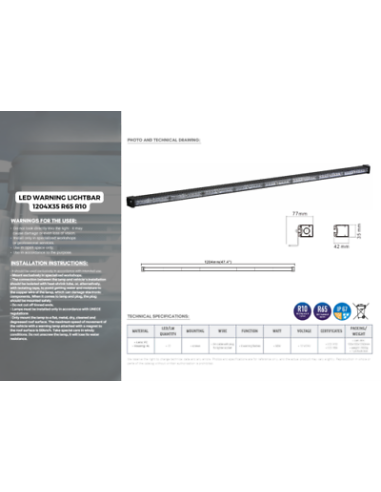 LED Warnstrahl Warnleuchte 1204x35 R65 R10