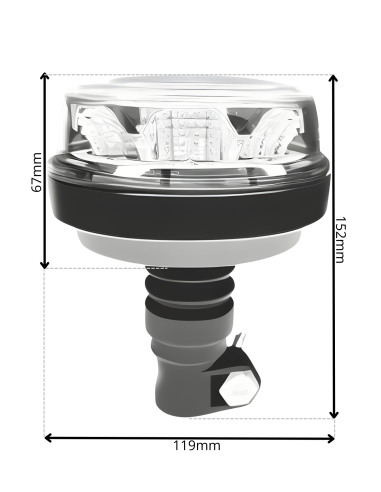LED Rundumleuchte  mit 4 Blitzmuster 12V 24V ECE R65 R10 E9 mit Halterung
