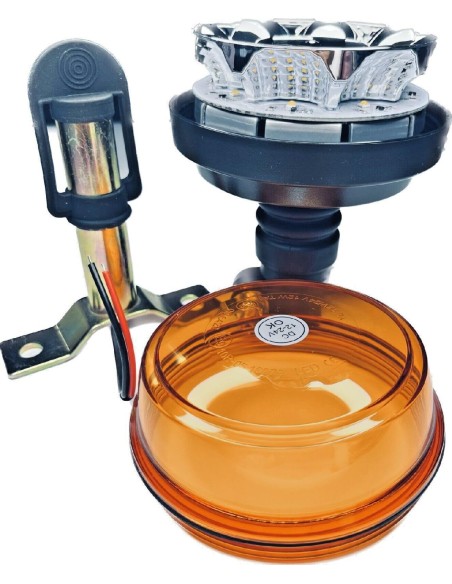 LED Rundumleuchte  mit 4 Blitzmuster 12V 24V ECE R65 R10 E9 mit Halterung