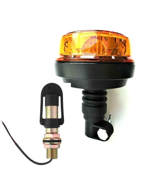 LED Rundumleuchte  mit 4 Blitzmuster 12V 24V ECE R65 R10 E9 mit Aufsteckrohr