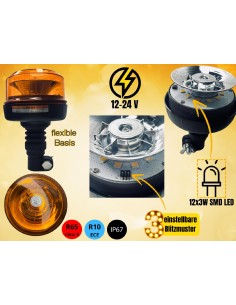 Rundumleuchte Warnleuchte LED 12-24V E9 ECE 10 R65 mit 3 Beleuchtungsmodi 2