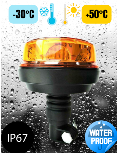 LED Rundumleuchte  mit 4 Blitzmuster 12V 24V ECE R65 R10 E9 mit Aufsteckrohr