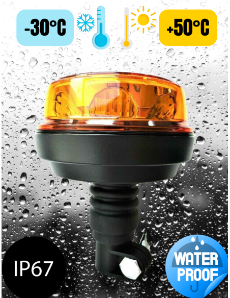 LED Rundumleuchte  mit 4 Blitzmuster 12V 24V ECE R65 R10 E9 mit Aufsteckrohr
