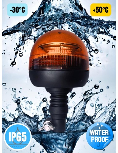 Rundumleuchte orange, Warnleuchte mit flexiblem Fuß LED 3 Funktionen R65 3 Stück