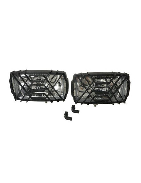2x Chrom Scheinwerfer H3 Halogen Zusatzscheinwerfer 12V 24V E20 mit Schutzgitter