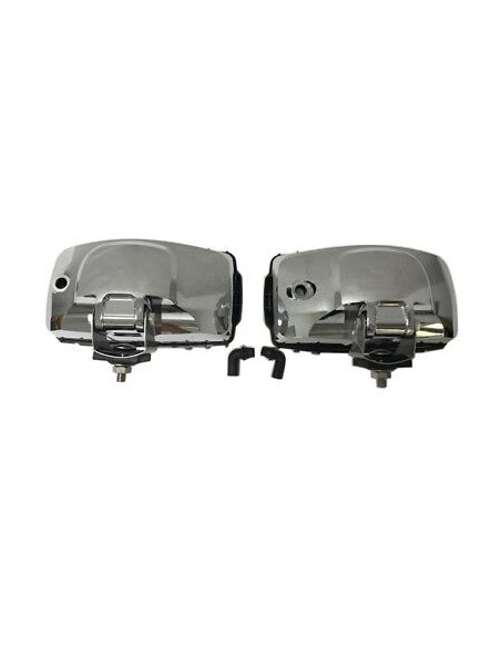 2x Chrom Scheinwerfer H3 Halogen Zusatzscheinwerfer 12V 24V E20 mit Schutzgitter
