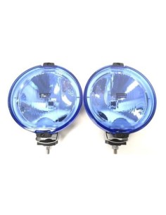 2x Blau rund Fernscheinwerfer Zusatzscheinwerfer mit 12V LED Ring Positionslicht