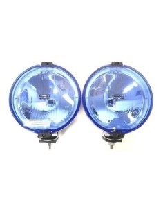 2x Blau rund Fernscheinwerfer Zusatzscheinwerfer mit 12V LED Ring Positionslicht 2