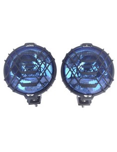 2x Blau chrom rund Halogen Fernscheinwerfer Fernlicht Zusatzscheinwerfer 12V 24V