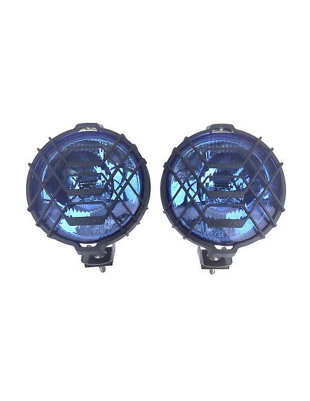 2x Blau chrom rund Halogen Fernscheinwerfer Fernlicht Zusatzscheinwerfer 12V 24V