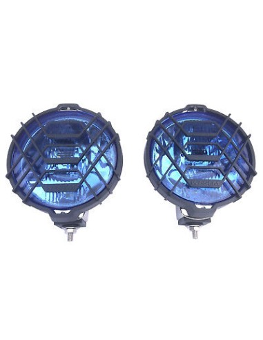 2x Blau chrom rund Halogen Fernscheinwerfer Fernlicht Zusatzscheinwerfer 12V 24V