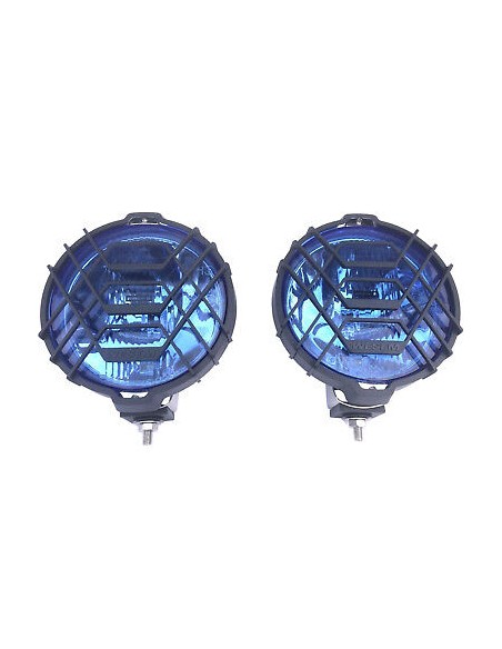 2x Blau chrom rund Halogen Fernscheinwerfer Fernlicht Zusatzscheinwerfer 12V 24V