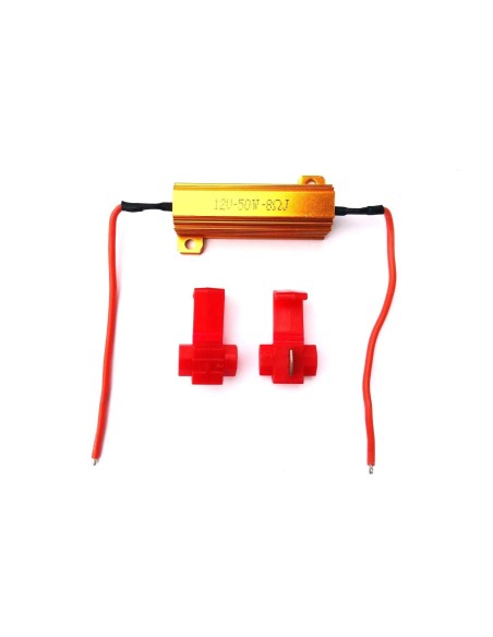 2x Widerstände 12V 50W 8Ω Ohm Lastwiderstand & Kabelklemmen für LED Rückleuchte