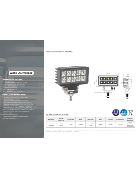 10xLED Arbeitslampe