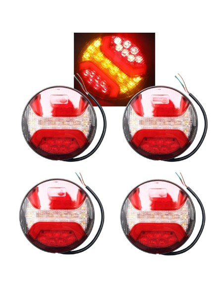4x LED Rückleuchte Rund 122 Bremslicht Positionslicht Blinker Anhänger LKW PKW