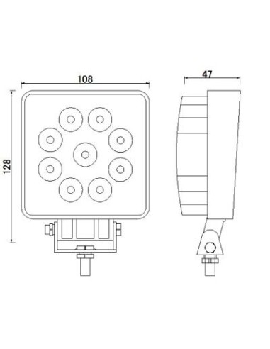 LED - Arbeitsleuchte LED 9x Quadrat Spot