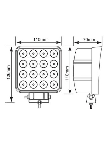 LED - Arbeitsleuchte 16x Quadrat Spot LED