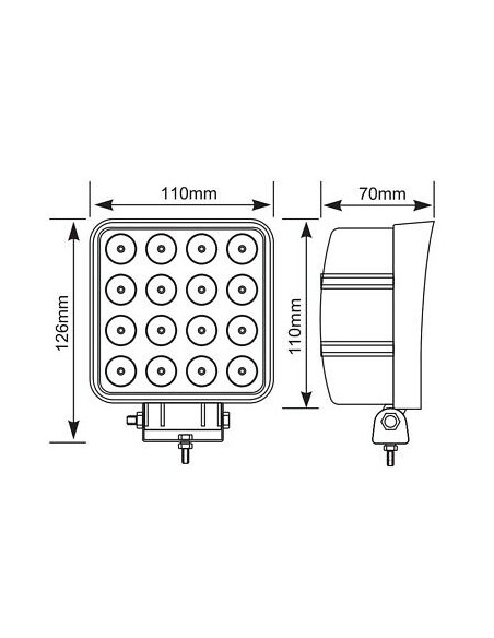 LED - Arbeitsleuchte 16x Quadrat Spot LED