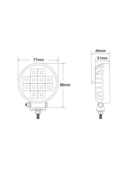 LED-Arbeitsscheinwerfer 12x LED rund mit Schalter