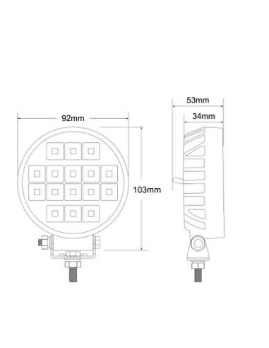 LED Arbeitsscheinwerfer 16x LED rund mit Schalter