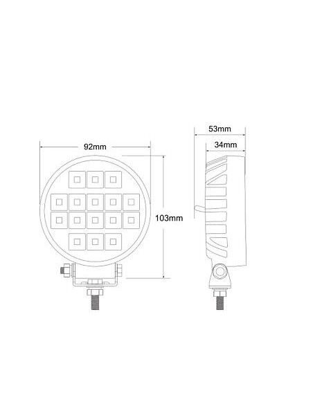 LED Arbeitsscheinwerfer 16x LED rund mit Schalter