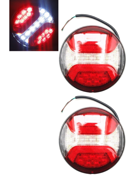 2x LED Rückleuchte Rund 122 Nebelschlussleuchte Rückfahrleuchte Anhänger LKW