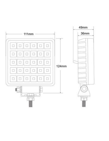 LED-Arbeitsscheinwerfer 30x LED quadratisch mit Schalter
