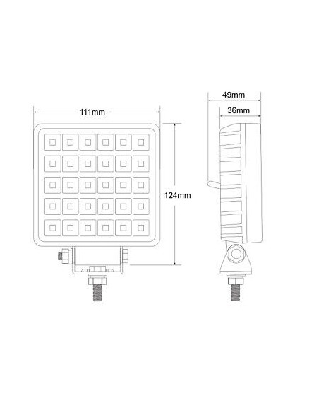 LED-Arbeitsscheinwerfer 30x LED quadratisch mit Schalter