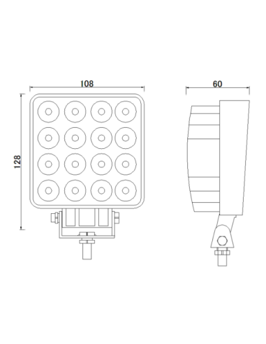 LED-Arbeitsleuchte 16x LED-Spot quadratisch