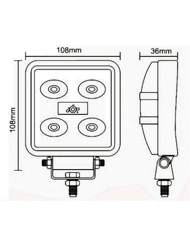 Arbeitslampe LED Quadrat 0215 10-30V