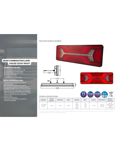 Heckleuchte Rücklicht 140 LED 12/24V rechts und links SET