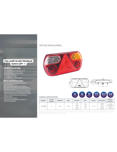Rückleuchte 12/ 24V 32 LED Dreieck links und rechts SET
