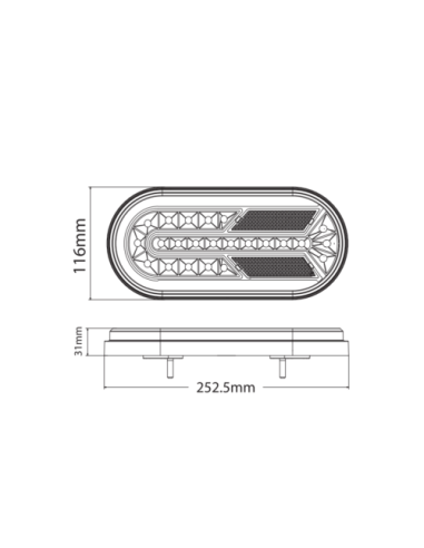 Rückleuchte LED TL groß oval 3-fun. 1224V