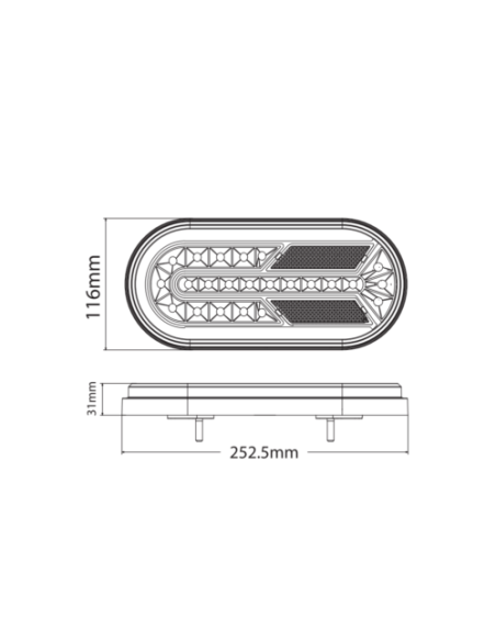 Rückleuchte LED TL groß oval 3-fun. 1224V
