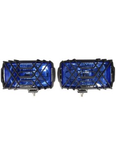 2x Fernscheinwerfer Blau Halogenscheinwerfer CHROM H3 123x220 m.Schutzgitter SET