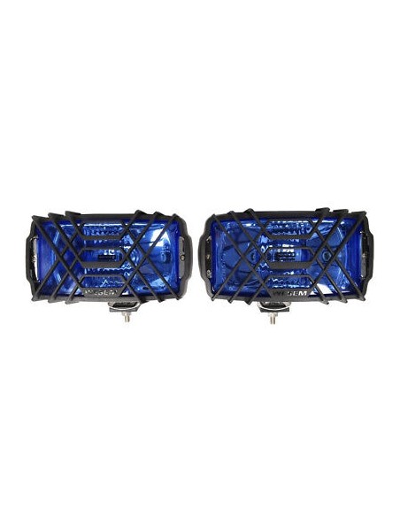 2x Fernscheinwerfer Blau Halogenscheinwerfer CHROM H3 123x220 m.Schutzgitter SET