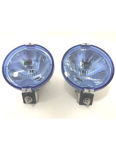2x Blau chrom rund 183 Fernscheinwerfer mit 12V LED Ring Positionslicht Zusatz 2