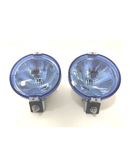 2x Blau chrom rund 183 Fernscheinwerfer mit 12V LED Ring Positionslicht Zusatz
