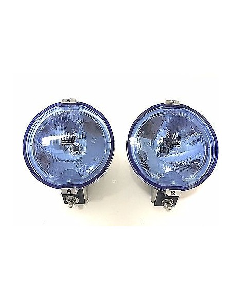 2x Blau chrom rund Fernscheinwerfer mit 24V LED Ring Positionslicht Zusatz E20