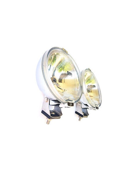 2x Rund H3 Fernscheinwerfer 24V LED Ring Chrom Halogenscheinwerfer Front ø183 mm