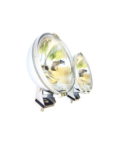 2x Rund H3 Fernscheinwerfer 24V LED Ring Chrom Halogenscheinwerfer Front ø183 mm