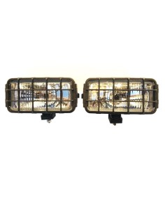 2x Fernscheinwerfer Halogen H3 12V 24V 180x86x76 Schutzgitter und Glühbirnen 24V