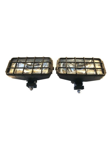 2x Fernscheinwerfer Halogen H3 12V 24V 180x86x76 Schutzgitter und Glühbirnen 24V