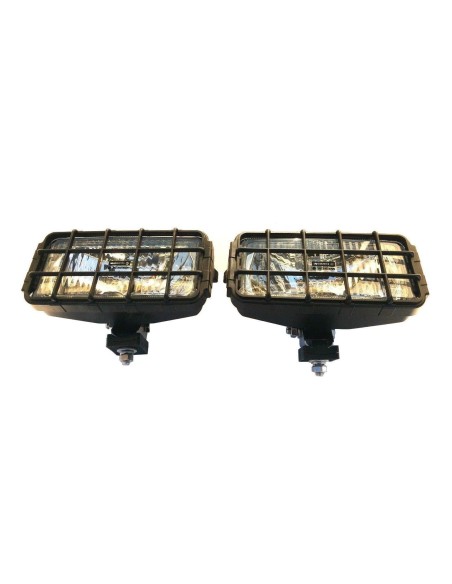 2x Fernscheinwerfer Halogen H3 12V 24V 180x86x76 Schutzgitter und Glühbirnen 24V